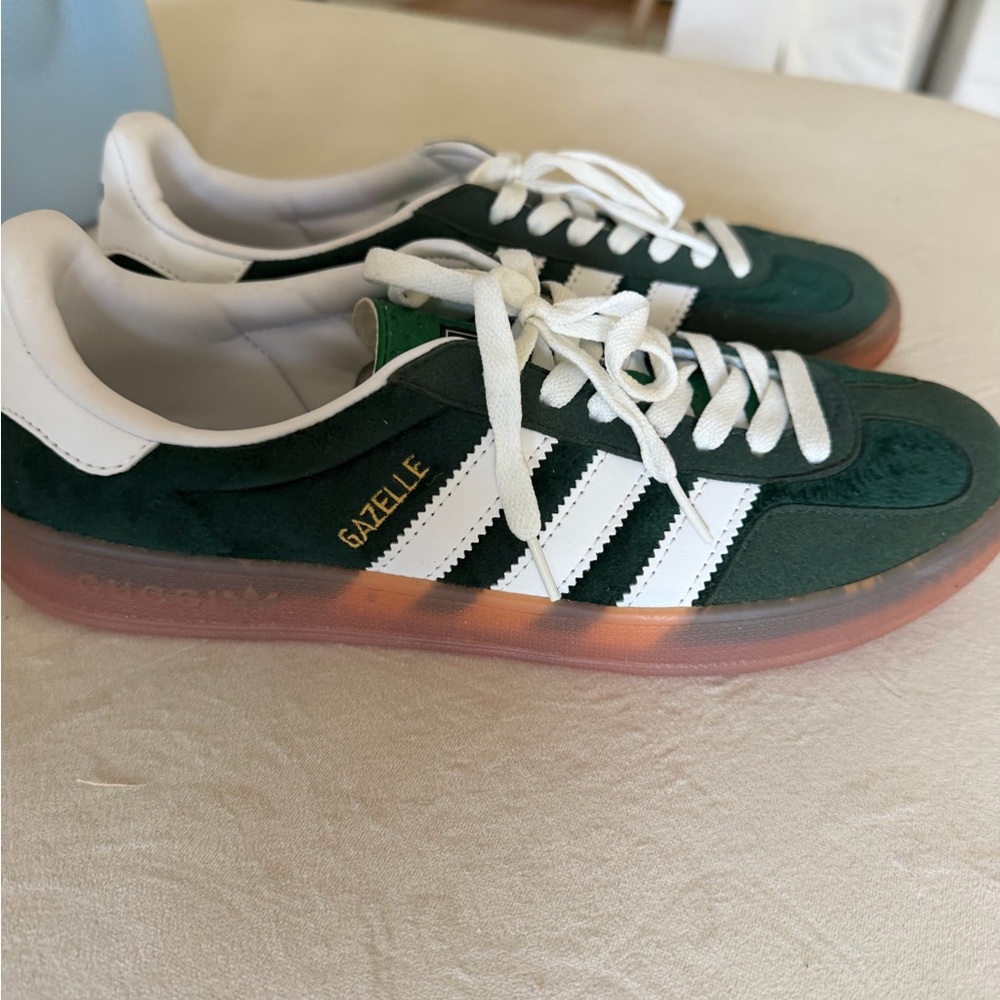 Gucci x Adidas Gazelle Suede Sneakers in Dark Green & White